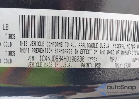 2017 Jeep Compass Sport 4X4 from USA, damaged, VIN 1C4NJDBB4HD106030